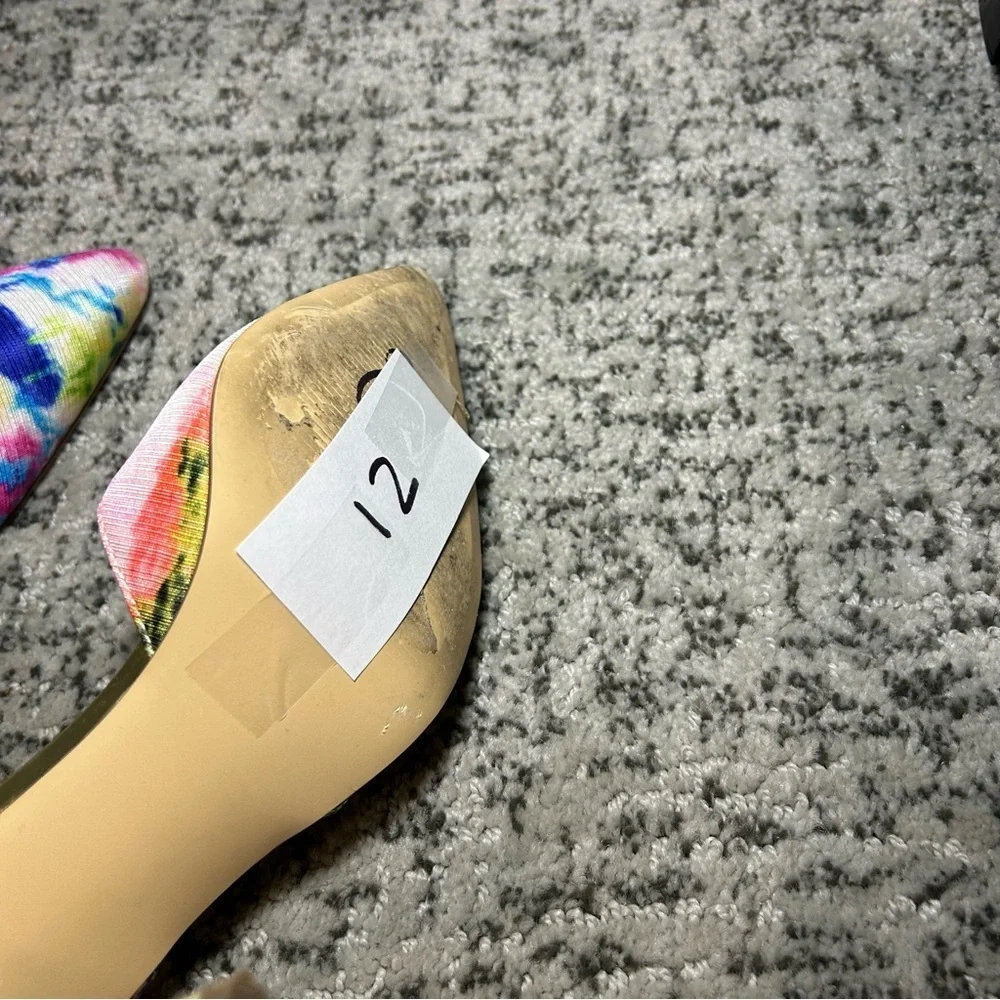Steve Madden Peggie Tie-Dye Pointed Toe Gold Ankle Strap Heels Size 7.5